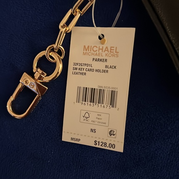 NWT MICHAEL KORS “PARKER” SMALL LEATHER WALLET/CARD & KEY HOLDER•BLACK - Picture 5 of 8